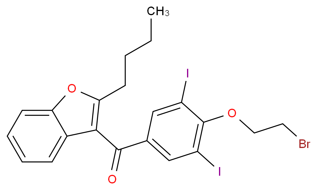 3-[4-(2-bromoethoxy)-3,5-diiodobenzoyl]-2-butyl-1-benzofuran_分子结构_CAS_96027-84-8