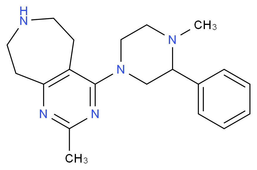 2-methyl-4-(4-methyl-3-phenylpiperazin-1-yl)-6,7,8,9-tetrahydro-5H-pyrimido[4,5-d]azepine_分子结构_CAS_)
