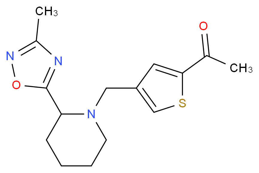 1-(4-{[2-(3-methyl-1,2,4-oxadiazol-5-yl)piperidin-1-yl]methyl}-2-thienyl)ethanone_分子结构_CAS_)