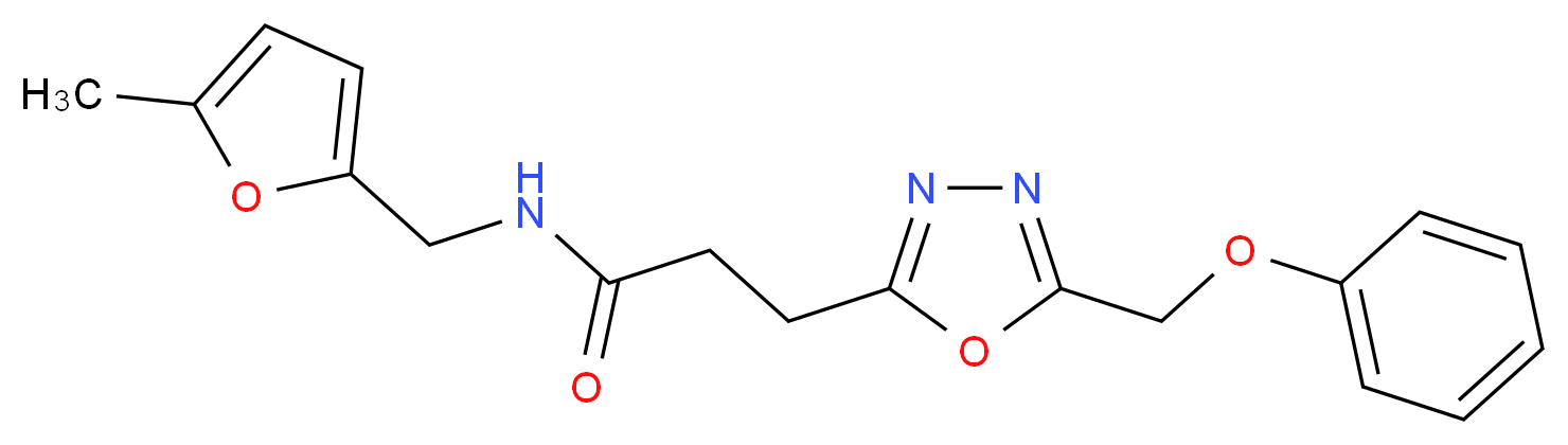 N-[(5-methyl-2-furyl)methyl]-3-[5-(phenoxymethyl)-1,3,4-oxadiazol-2-yl]propanamide_分子结构_CAS_)