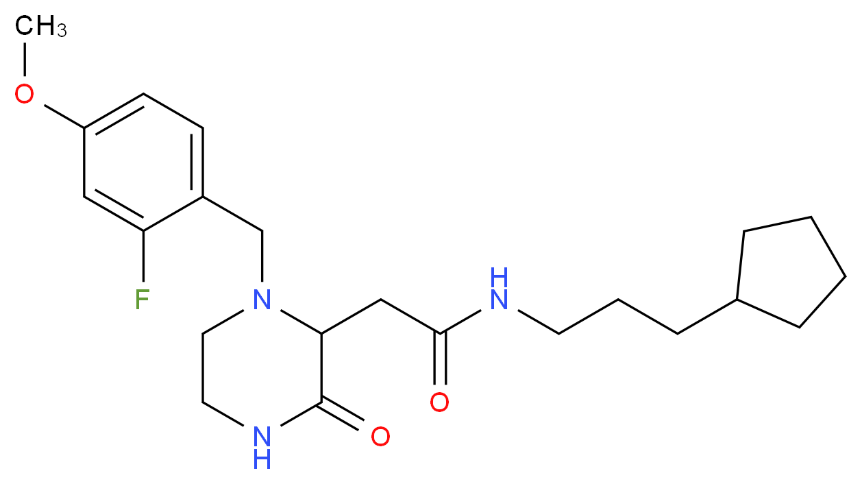 N-(3-cyclopentylpropyl)-2-[1-(2-fluoro-4-methoxybenzyl)-3-oxo-2-piperazinyl]acetamide_分子结构_CAS_)