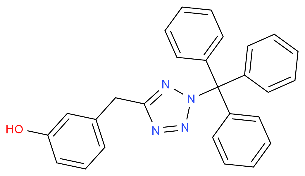 3-{[2-(triphenylmethyl)-2H-1,2,3,4-tetrazol-5-yl]methyl}phenol_分子结构_CAS_885278-40-0