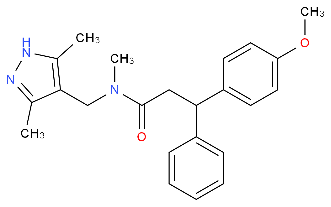 N-[(3,5-dimethyl-1H-pyrazol-4-yl)methyl]-3-(4-methoxyphenyl)-N-methyl-3-phenylpropanamide_分子结构_CAS_)