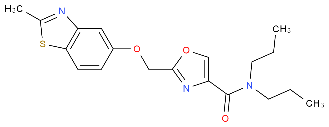 2-{[(2-methyl-1,3-benzothiazol-5-yl)oxy]methyl}-N,N-dipropyl-1,3-oxazole-4-carboxamide_分子结构_CAS_)