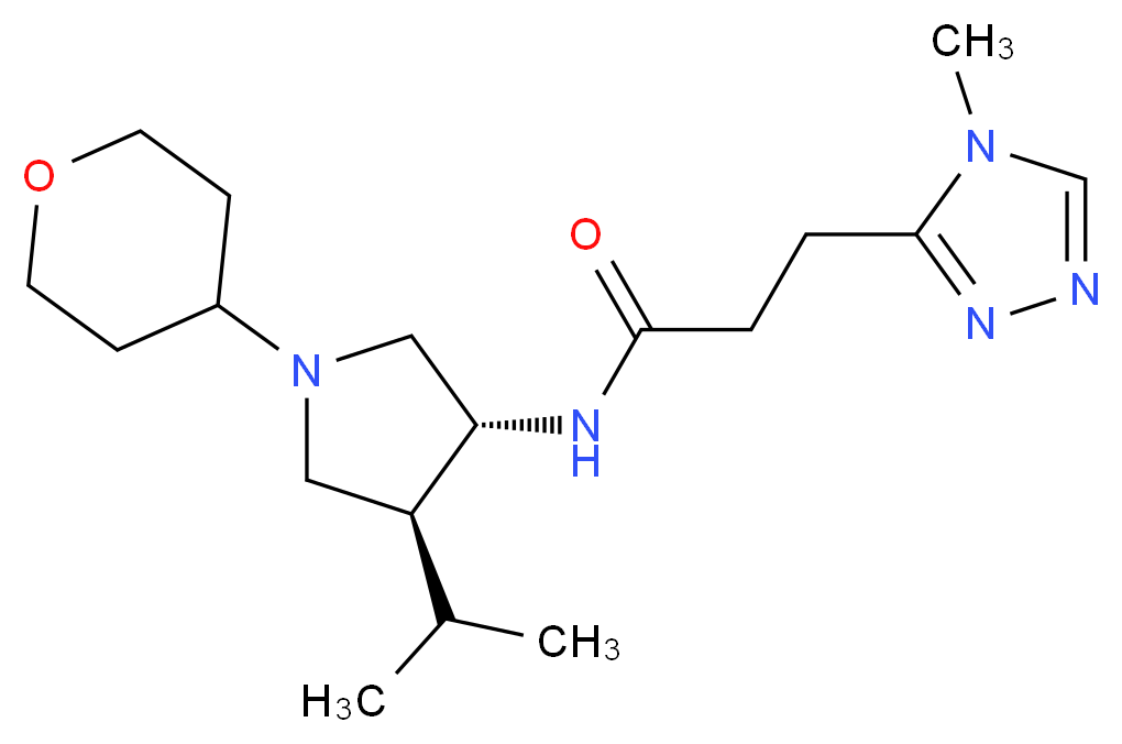 N-[(3R*,4S*)-4-isopropyl-1-(tetrahydro-2H-pyran-4-yl)-3-pyrrolidinyl]-3-(4-methyl-4H-1,2,4-triazol-3-yl)propanamide_分子结构_CAS_)