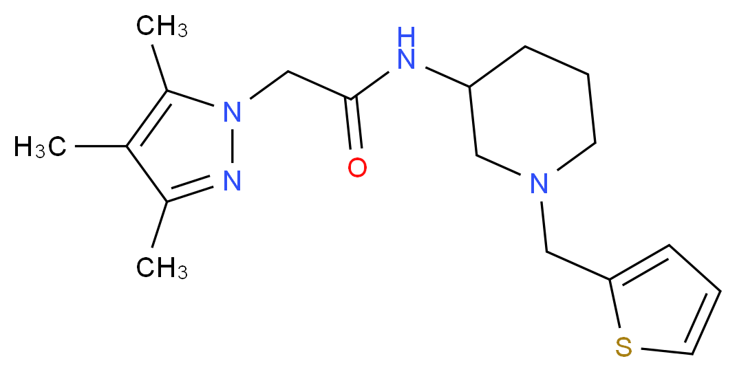 N-[1-(2-thienylmethyl)piperidin-3-yl]-2-(3,4,5-trimethyl-1H-pyrazol-1-yl)acetamide_分子结构_CAS_)