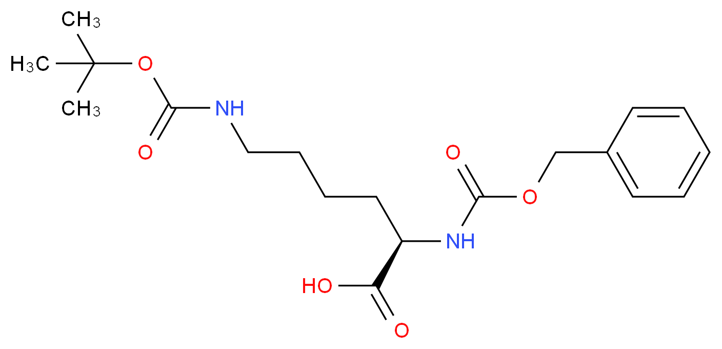 (2R)-2-{[(benzyloxy)carbonyl]amino}-6-{[(tert-butoxy)carbonyl]amino}hexanoic acid_分子结构_CAS_66845-42-9