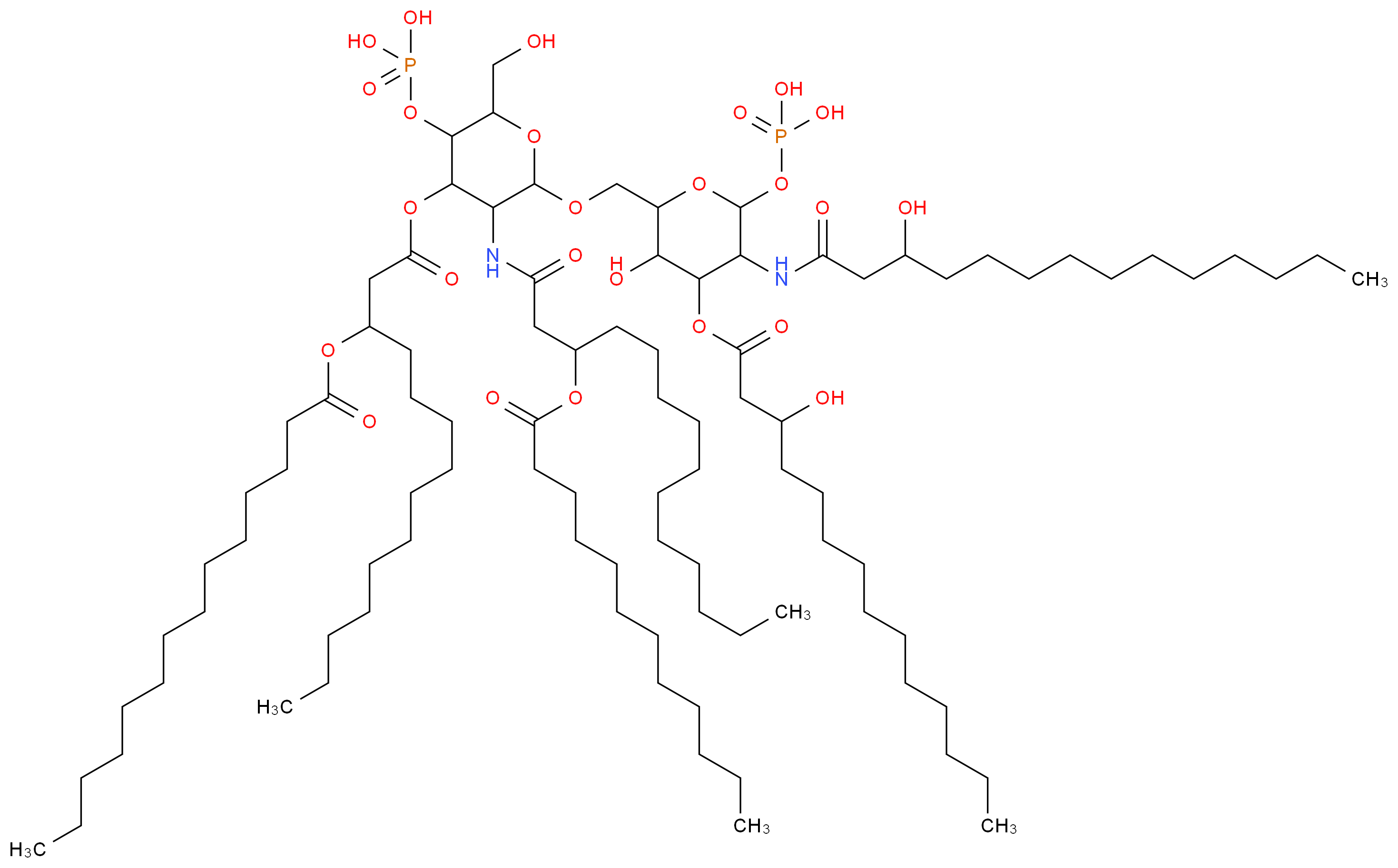 Lipid A, diphosphoryl from Salmonella enterica serotype minnesota Re 595 (Re mutant)_分子结构_CAS_95991-05-2)