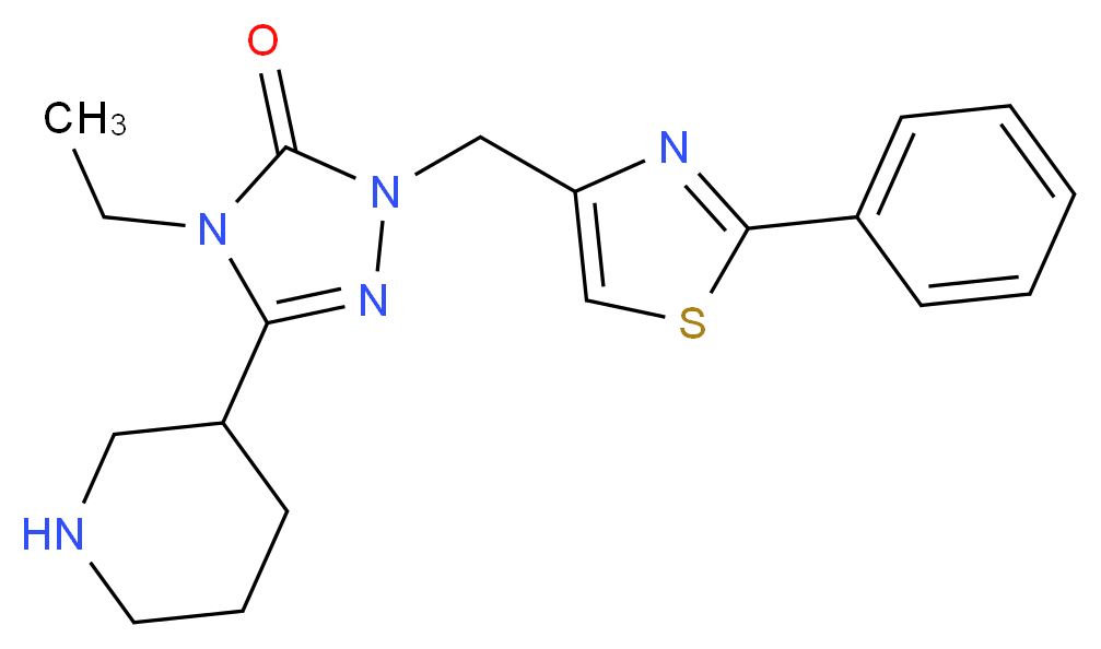 4-ethyl-2-[(2-phenyl-1,3-thiazol-4-yl)methyl]-5-piperidin-3-yl-2,4-dihydro-3H-1,2,4-triazol-3-one_分子结构_CAS_)
