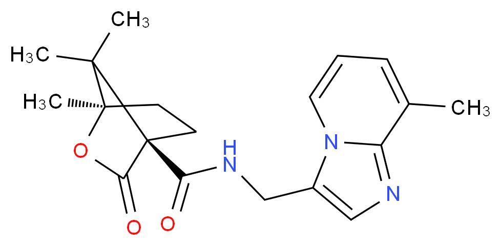 (1R,4S)-1,7,7-trimethyl-N-[(8-methylimidazo[1,2-a]pyridin-3-yl)methyl]-3-oxo-2-oxabicyclo[2.2.1]heptane-4-carboxamide_分子结构_CAS_)