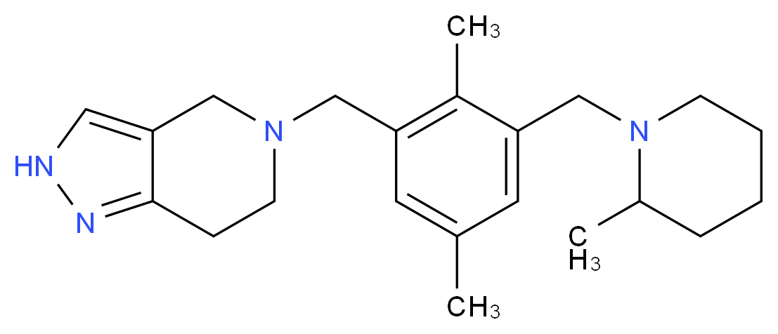 5-{2,5-dimethyl-3-[(2-methylpiperidin-1-yl)methyl]benzyl}-4,5,6,7-tetrahydro-2H-pyrazolo[4,3-c]pyridine_分子结构_CAS_)