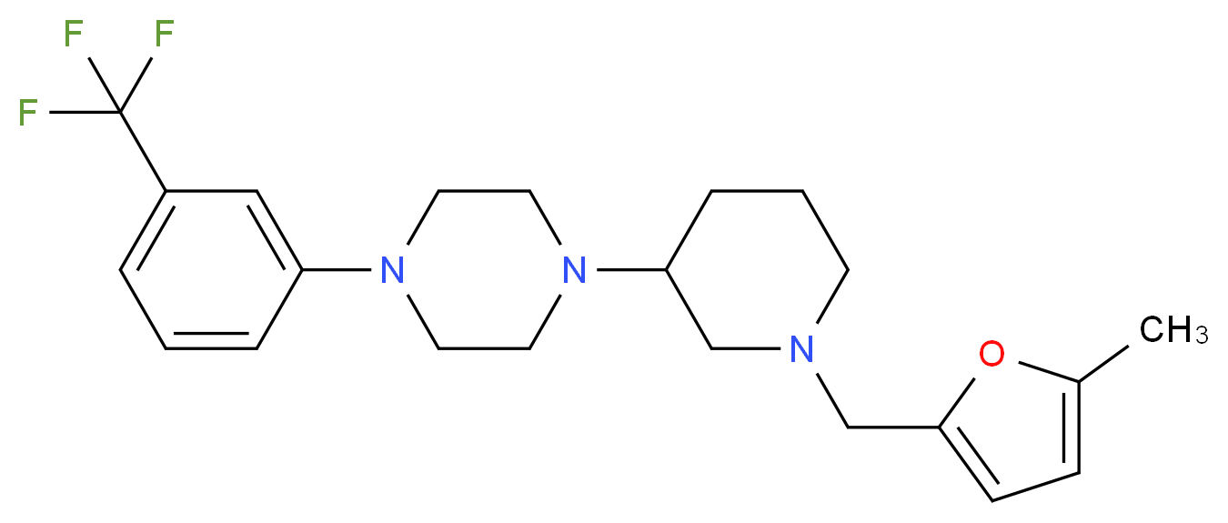 1-{1-[(5-methyl-2-furyl)methyl]-3-piperidinyl}-4-[3-(trifluoromethyl)phenyl]piperazine_分子结构_CAS_)