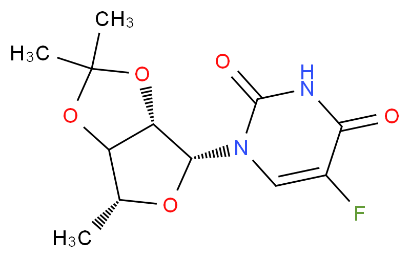 1-[(3aS,4R,6R)-2,2,6-trimethyl-tetrahydro-2H-furo[3,4-d][1,3]dioxol-4-yl]-5-fluoro-1,2,3,4-tetrahydropyrimidine-2,4-dione_分子结构_CAS_66335-39-5