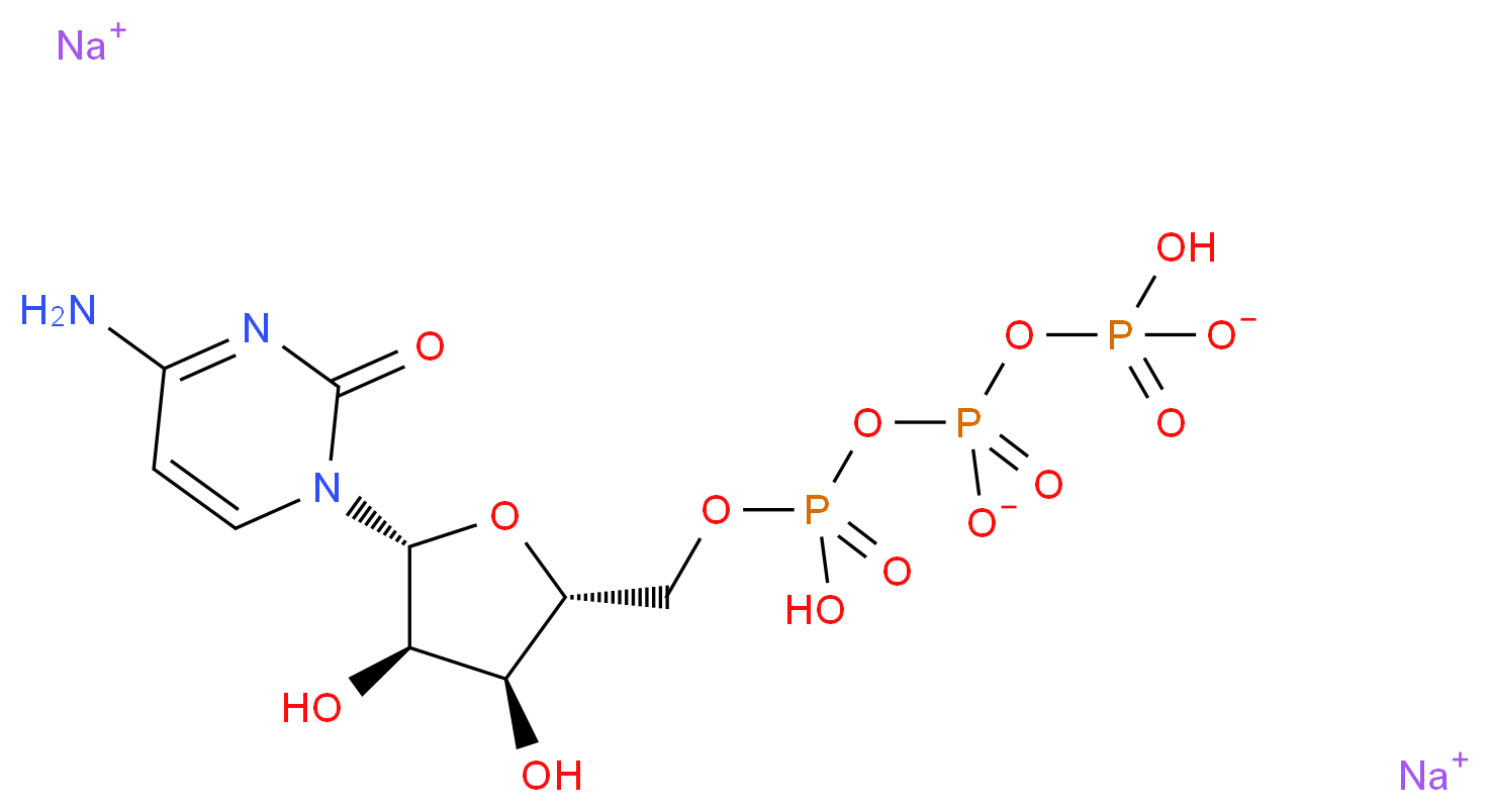 disodium {[(2R,3S,4R,5R)-5-(4-amino-2-oxo-1,2-dihydropyrimidin-1-yl)-3,4-dihydroxyoxolan-2-yl]methoxy}(hydroxy)phosphoryl (hydrogen phosphonatooxy)phosphonate_分子结构_CAS_81012-87-5