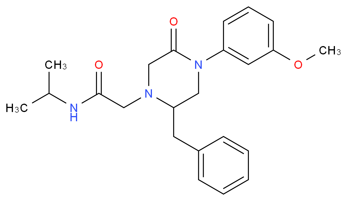 2-[2-benzyl-4-(3-methoxyphenyl)-5-oxo-1-piperazinyl]-N-isopropylacetamide_分子结构_CAS_)