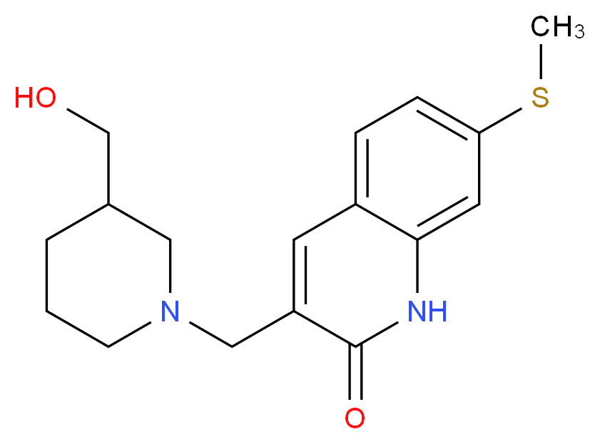 3-{[3-(hydroxymethyl)piperidin-1-yl]methyl}-7-(methylthio)quinolin-2(1H)-one_分子结构_CAS_)