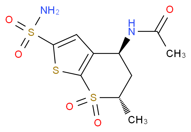 N-((4S,6S)-6-Methyl-7,7-dioxido-2-sulfamoyl-5,6-dihydro-4H-thieno[2,3-b]thiopyran-4-yl)acetamide_分子结构_CAS_147200-03-1)