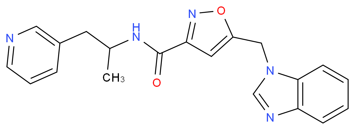 5-(1H-benzimidazol-1-ylmethyl)-N-(1-methyl-2-pyridin-3-ylethyl)isoxazole-3-carboxamide_分子结构_CAS_)