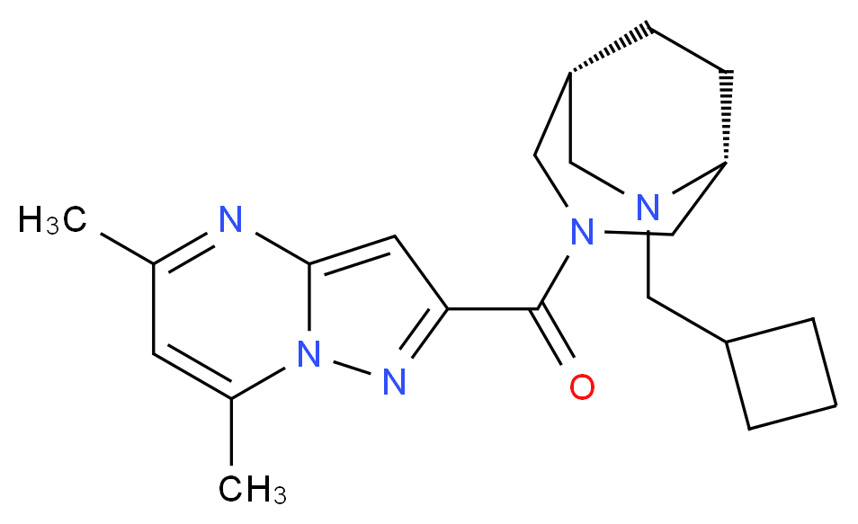 2-{[(1R*,5R*)-6-(cyclobutylmethyl)-3,6-diazabicyclo[3.2.2]non-3-yl]carbonyl}-5,7-dimethylpyrazolo[1,5-a]pyrimidine_分子结构_CAS_)