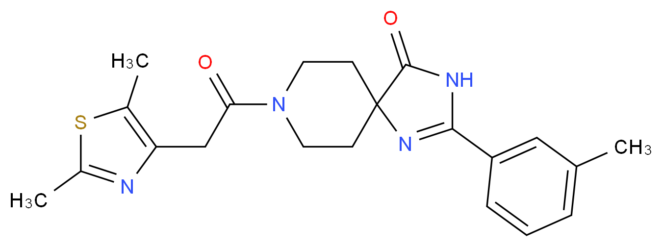 8-[(2,5-dimethyl-1,3-thiazol-4-yl)acetyl]-2-(3-methylphenyl)-1,3,8-triazaspiro[4.5]dec-1-en-4-one_分子结构_CAS_)