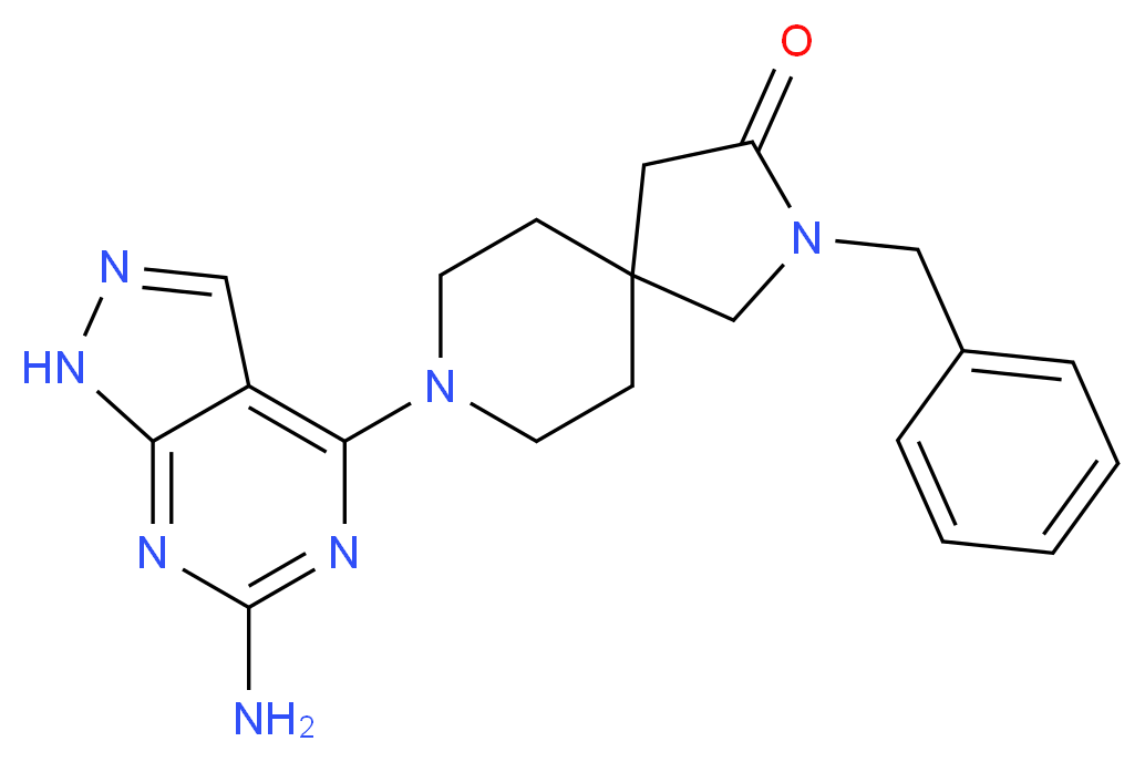 8-(6-amino-1H-pyrazolo[3,4-d]pyrimidin-4-yl)-2-benzyl-2,8-diazaspiro[4.5]decan-3-one_分子结构_CAS_)