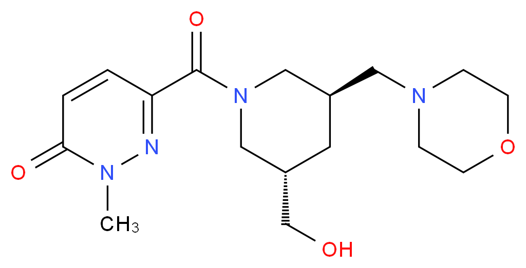 6-{[(3S*,5R*)-3-(hydroxymethyl)-5-(4-morpholinylmethyl)-1-piperidinyl]carbonyl}-2-methyl-3(2H)-pyridazinone_分子结构_CAS_)