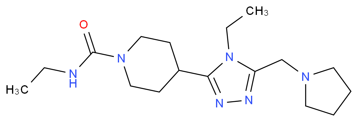 N-ethyl-4-[4-ethyl-5-(pyrrolidin-1-ylmethyl)-4H-1,2,4-triazol-3-yl]piperidine-1-carboxamide_分子结构_CAS_)