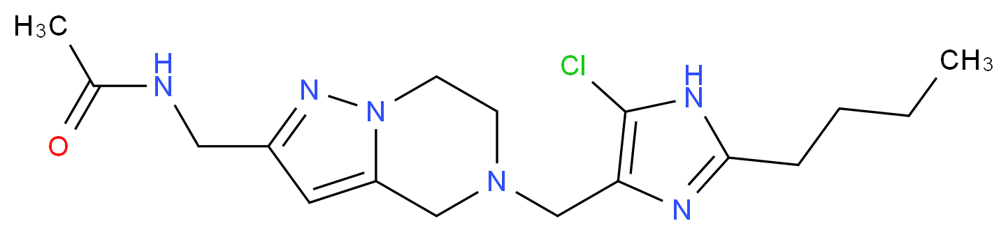 N-({5-[(2-butyl-5-chloro-1H-imidazol-4-yl)methyl]-4,5,6,7-tetrahydropyrazolo[1,5-a]pyrazin-2-yl}methyl)acetamide_分子结构_CAS_)