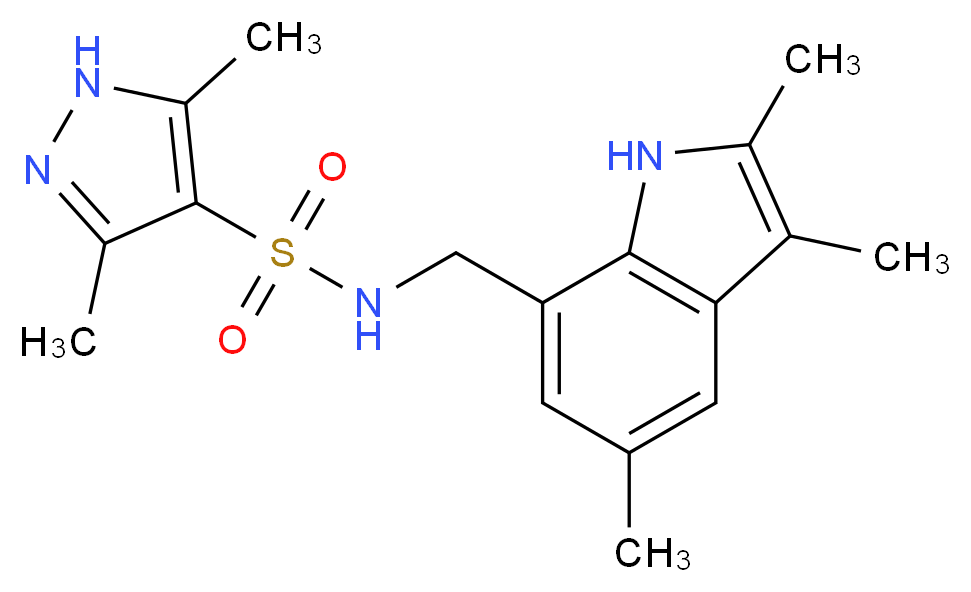 3,5-dimethyl-N-[(2,3,5-trimethyl-1H-indol-7-yl)methyl]-1H-pyrazole-4-sulfonamide_分子结构_CAS_)