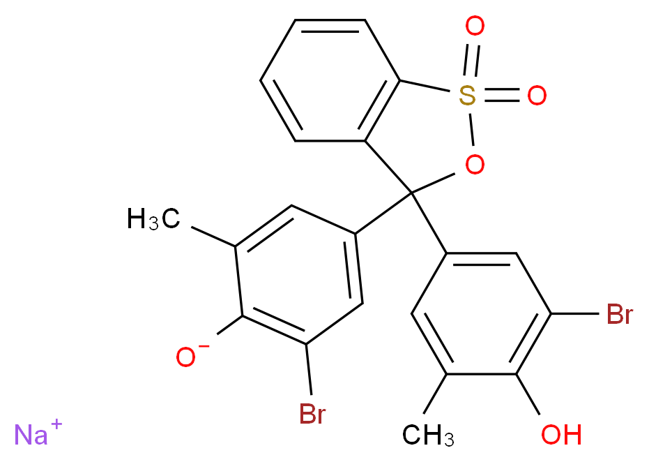 sodium 2-bromo-4-[3-(3-bromo-4-hydroxy-5-methylphenyl)-1,1-dioxo-3H-2,1λ<sup>6</sup>-benzoxathiol-3-yl]-6-methylbenzen-1-olate_分子结构_CAS_62625-30-3