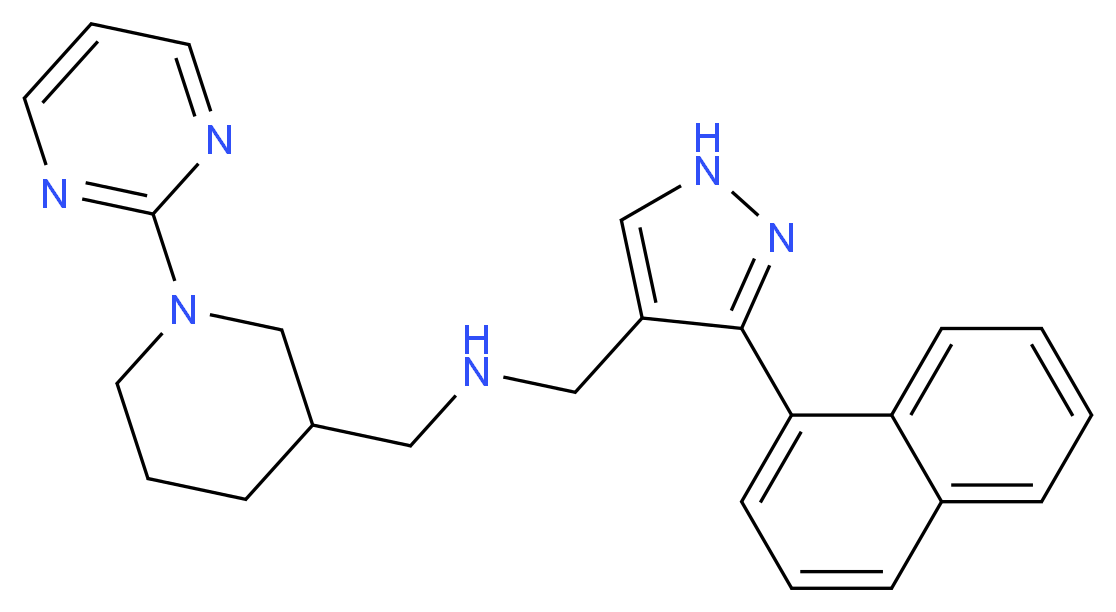 1-[3-(1-naphthyl)-1H-pyrazol-4-yl]-N-{[1-(2-pyrimidinyl)-3-piperidinyl]methyl}methanamine_分子结构_CAS_)