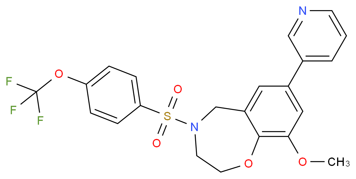 9-methoxy-7-(3-pyridinyl)-4-{[4-(trifluoromethoxy)phenyl]sulfonyl}-2,3,4,5-tetrahydro-1,4-benzoxazepine_分子结构_CAS_)