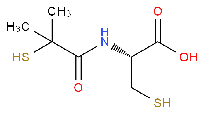 (2R)-2-(2-methyl-2-sulfanylpropanamido)-3-sulfanylpropanoic acid_分子结构_CAS_65002-17-7