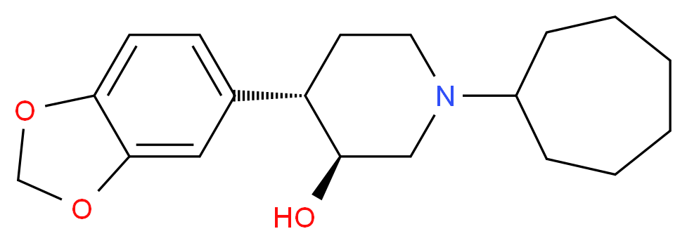 (3S*,4S*)-4-(1,3-benzodioxol-5-yl)-1-cycloheptylpiperidin-3-ol_分子结构_CAS_)