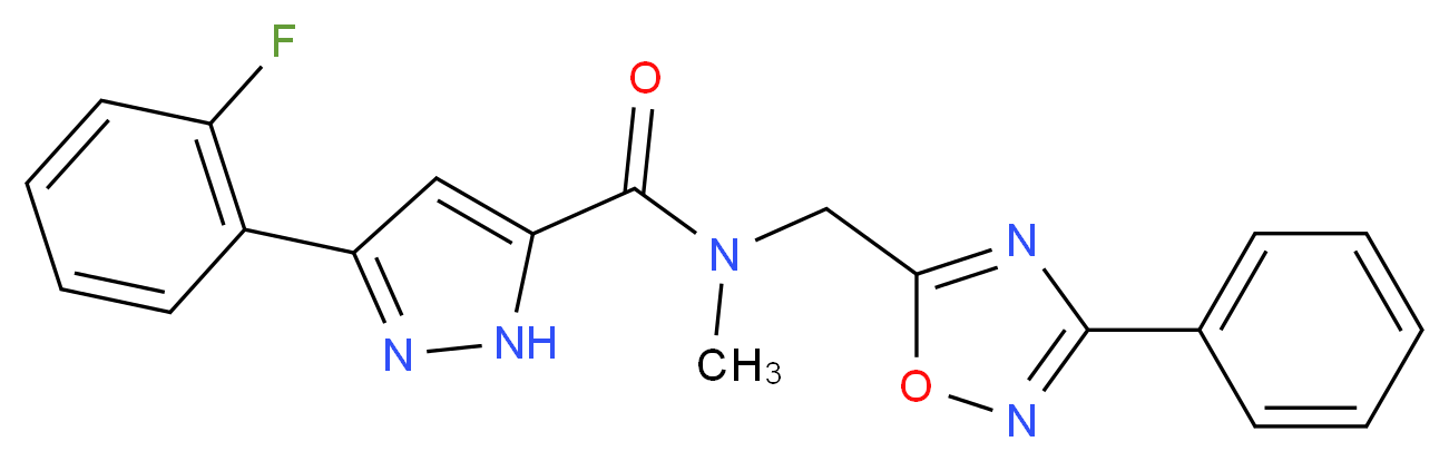3-(2-fluorophenyl)-N-methyl-N-[(3-phenyl-1,2,4-oxadiazol-5-yl)methyl]-1H-pyrazole-5-carboxamide_分子结构_CAS_)