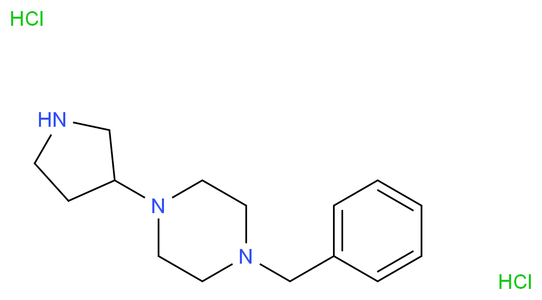 1-benzyl-4-(pyrrolidin-3-yl)piperazine dihydrochloride_分子结构_CAS_1220038-32-3