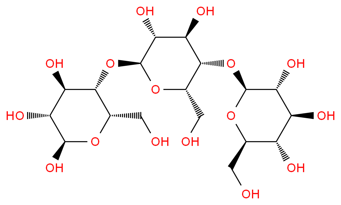 (2S,3R,4S,5S,6R)-2-{[(2S,3S,4R,5R,6S)-4,5-dihydroxy-2-(hydroxymethyl)-6-{[(2S,3S,4R,5R,6R)-4,5,6-trihydroxy-2-(hydroxymethyl)oxan-3-yl]oxy}oxan-3-yl]oxy}-6-(hydroxymethyl)oxane-3,4,5-triol_分子结构_CAS_1109-28-0