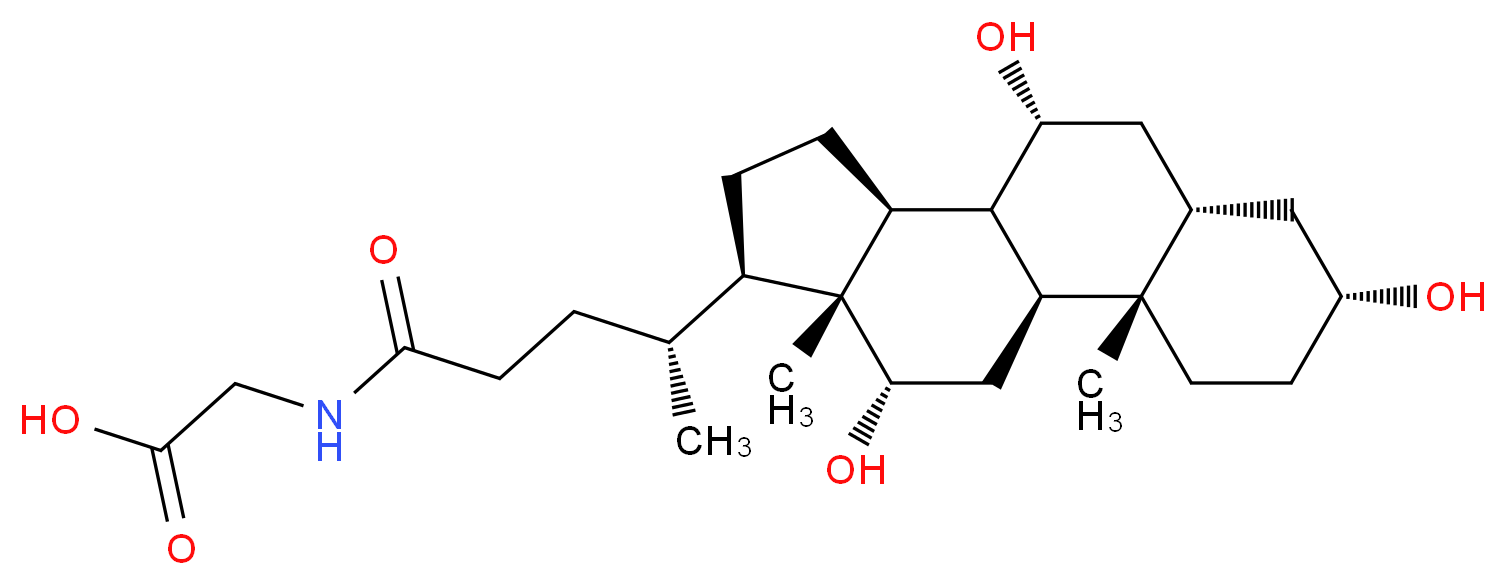 2-[(4R)-4-[(1S,2S,5R,7S,9R,10R,11S,14R,15R,16S)-5,9,16-trihydroxy-2,15-dimethyltetracyclo[8.7.0.0<sup>2</sup>,<sup>7</sup>.0<sup>1</sup><sup>1</sup>,<sup>1</sup><sup>5</sup>]heptadecan-14-yl]pentanamido]acetic acid_分子结构_CAS_475-31-0