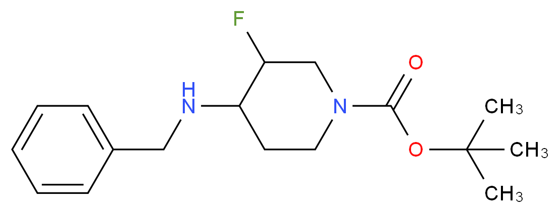 TERT-BUTYL 4-(BENZYLAMINO)-3-FLUOROPIPERIDINE-1-CARBOXYLATE_分子结构_CAS_934536-09-1)