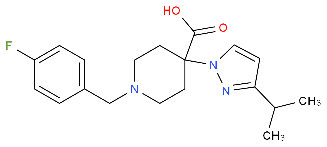 1-(4-fluorobenzyl)-4-(3-isopropyl-1H-pyrazol-1-yl)piperidine-4-carboxylic acid_分子结构_CAS_)