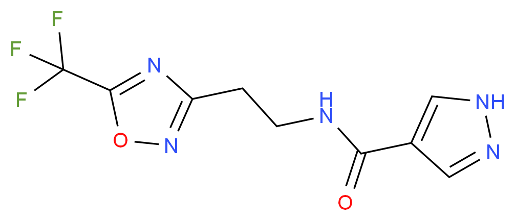 N-{2-[5-(trifluoromethyl)-1,2,4-oxadiazol-3-yl]ethyl}-1H-pyrazole-4-carboxamide_分子结构_CAS_)