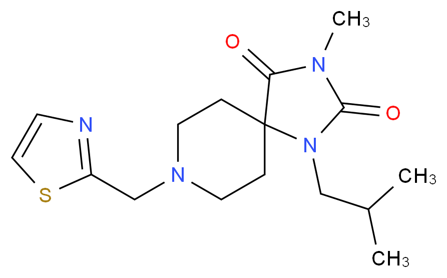 1-isobutyl-3-methyl-8-(1,3-thiazol-2-ylmethyl)-1,3,8-triazaspiro[4.5]decane-2,4-dione_分子结构_CAS_)