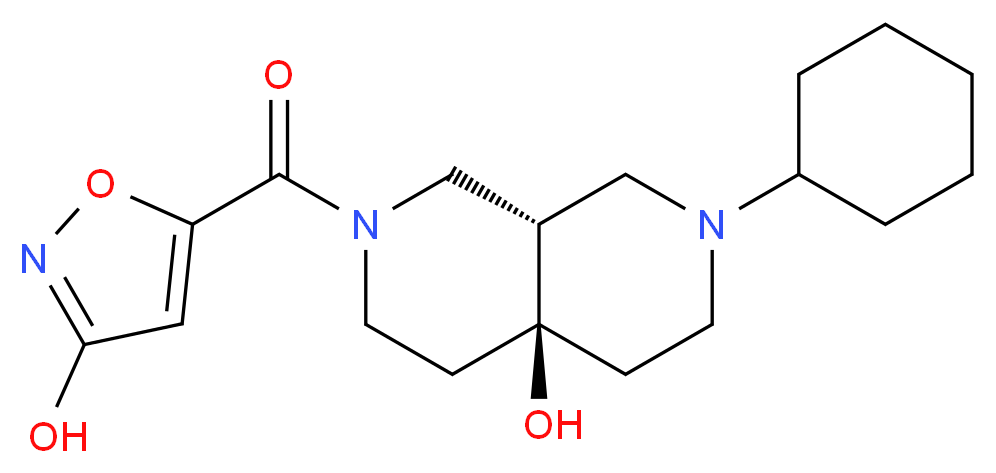 (4aS*,8aS*)-2-cyclohexyl-7-[(3-hydroxyisoxazol-5-yl)carbonyl]octahydro-2,7-naphthyridin-4a(2H)-ol_分子结构_CAS_)