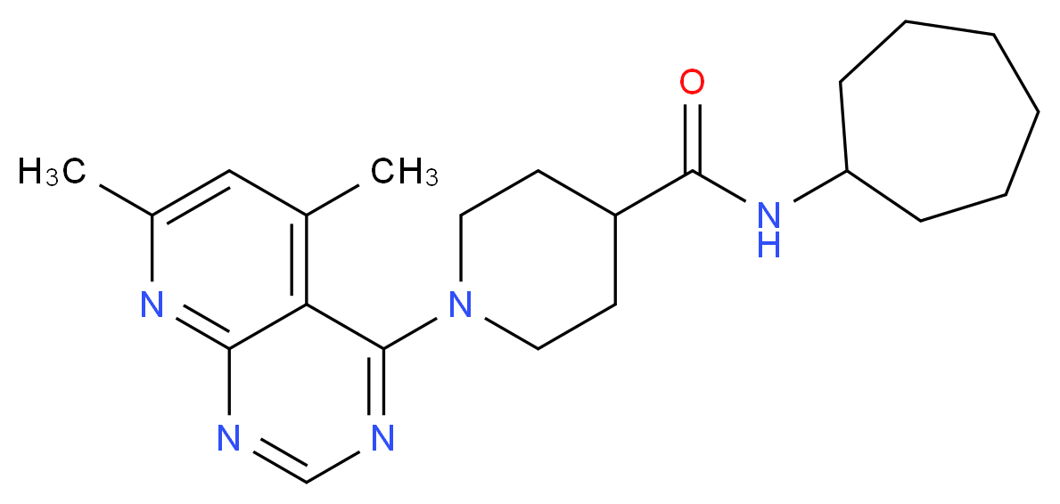 N-cycloheptyl-1-(5,7-dimethylpyrido[2,3-d]pyrimidin-4-yl)piperidine-4-carboxamide_分子结构_CAS_)