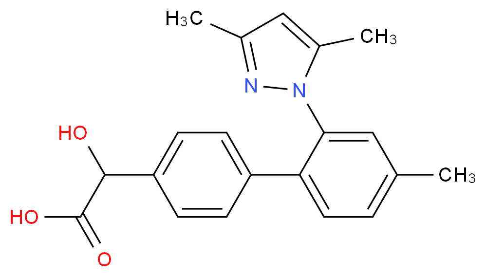 [2'-(3,5-dimethyl-1H-pyrazol-1-yl)-4'-methylbiphenyl-4-yl](hydroxy)acetic acid_分子结构_CAS_)