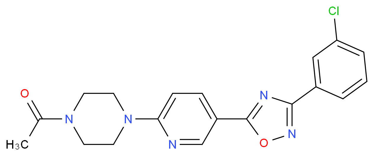 1-acetyl-4-{5-[3-(3-chlorophenyl)-1,2,4-oxadiazol-5-yl]-2-pyridinyl}piperazine_分子结构_CAS_)