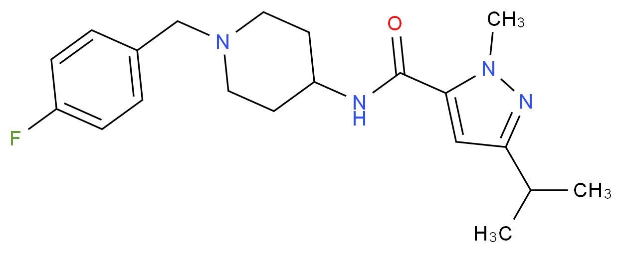 N-[1-(4-fluorobenzyl)piperidin-4-yl]-3-isopropyl-1-methyl-1H-pyrazole-5-carboxamide_分子结构_CAS_)