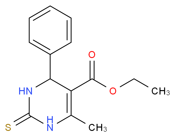 ethyl 6-methyl-4-phenyl-2-sulfanylidene-1,2,3,4-tetrahydropyrimidine-5-carboxylate_分子结构_CAS_33458-26-3