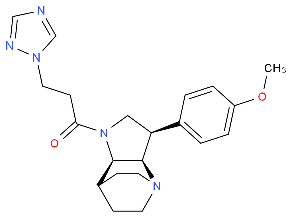 (3R*,3aR*,7aR*)-3-(4-methoxyphenyl)-1-[3-(1H-1,2,4-triazol-1-yl)propanoyl]octahydro-4,7-ethanopyrrolo[3,2-b]pyridine_分子结构_CAS_)