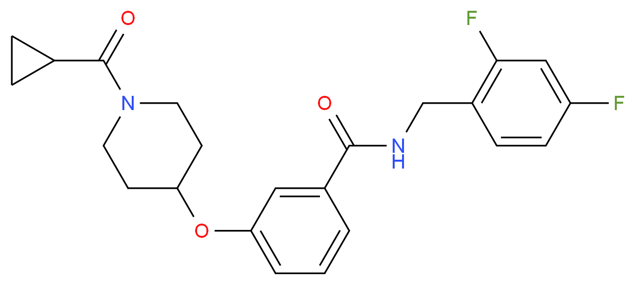 3-{[1-(cyclopropylcarbonyl)-4-piperidinyl]oxy}-N-(2,4-difluorobenzyl)benzamide_分子结构_CAS_)